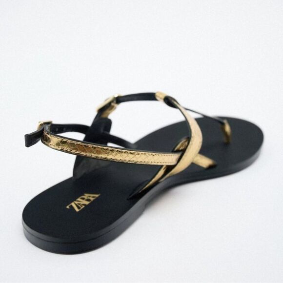ZARA FLAT METALLIC SANDALS - Picture 9 of 9